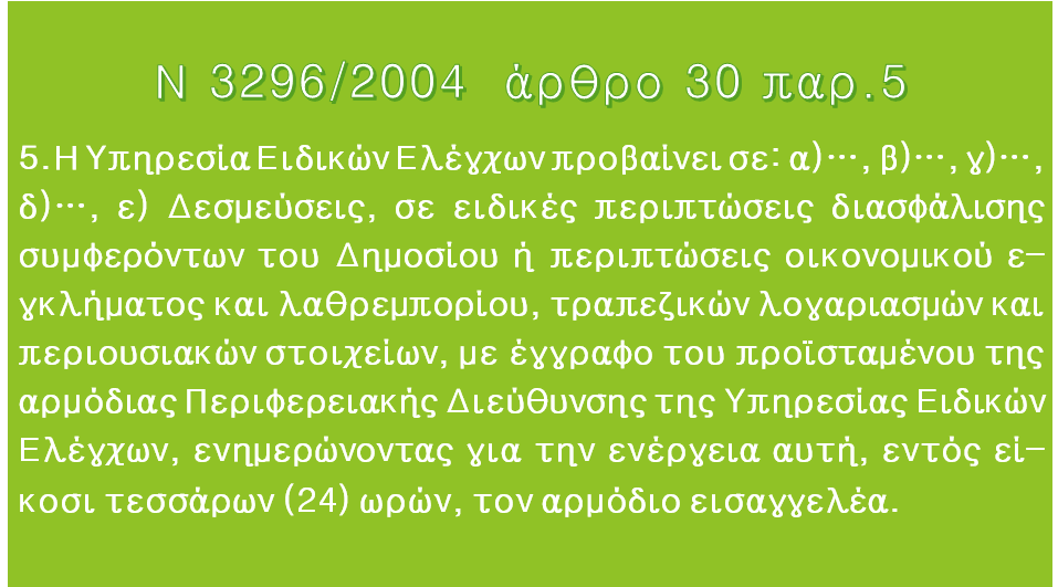 αντισυνταγματικότητα της διάταξης του άρθρου 30 παρ. 5 του Ν 3296/2004 [διασφάλιση συμφερόντων του Δημοσίου από το&nbsp;ΣΔΟΕ]